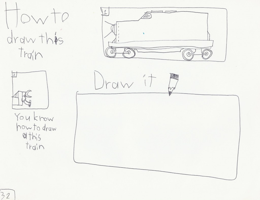 Builder son's "How to Draw a Train Book" similar to his "My Math Trick Book."